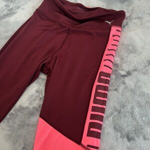 Puma Maroon and Pink Athletic Leggings